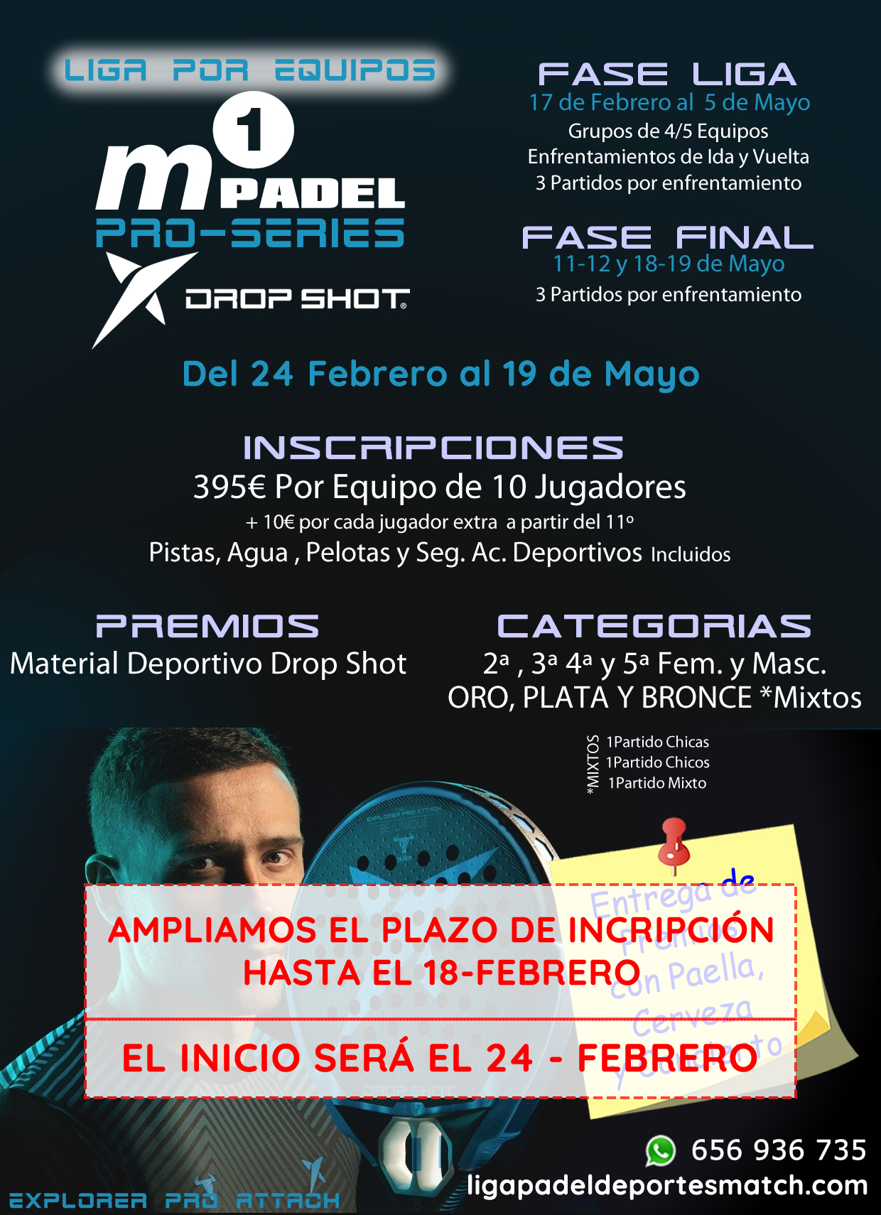 Cartel de la 3ª Edición de la M1 PADEL PRO - SERIES DROP SHOT